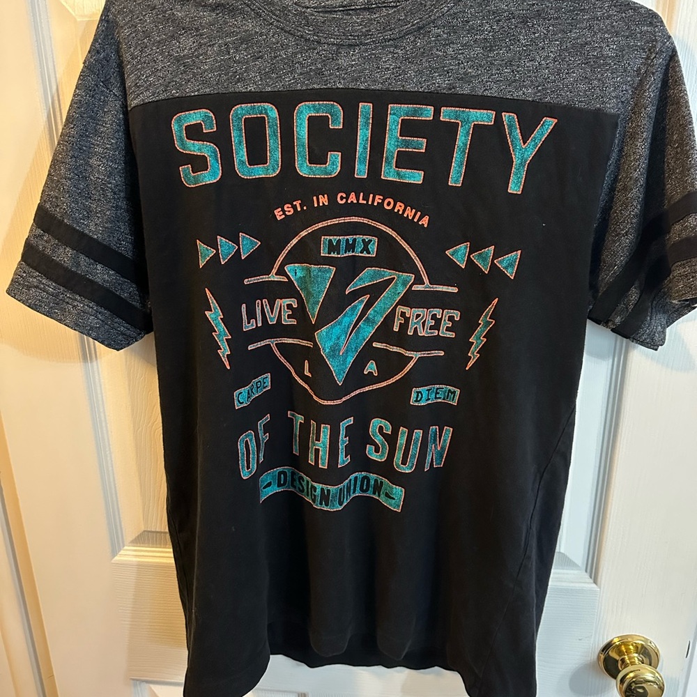 Society Black and Gray Graphic Tee